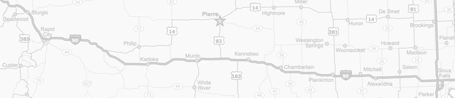 Road map of South Dakota